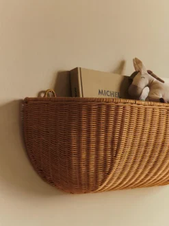 Braided wall pocket wall basket 25x75 cm, Natural