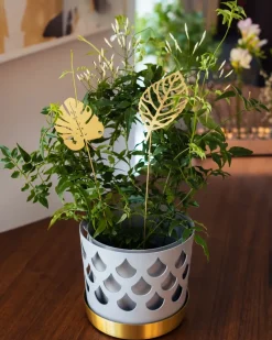 Brass leaves decoration 2-pack, Wood