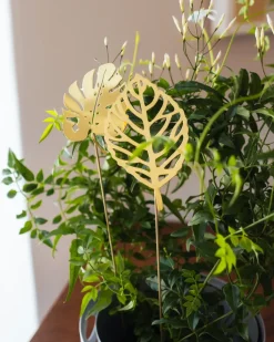 Brass leaves decoration 2-pack, Wood
