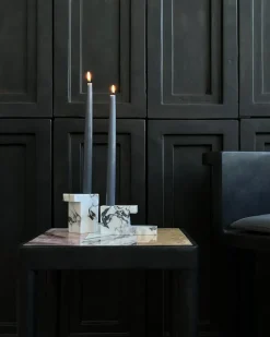 Brick low candle holder 7.5x14 cm, Calacatta