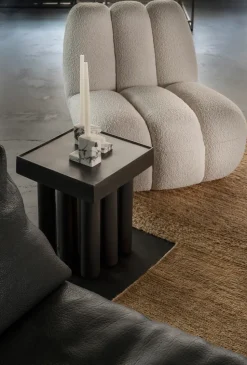 Brick low candle holder 7.5x14 cm, Calacatta