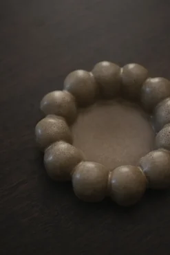 Bright candle tray Ø17 cm, Beige
