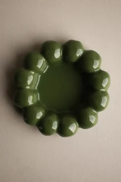 Bright candle tray Ø17 cm, Shiny green