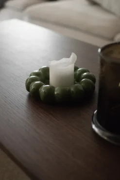 Bright candle tray Ø17 cm, Shiny green