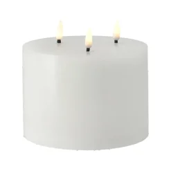 Bright Melt block candle LED 3 wicks 13 cm, White