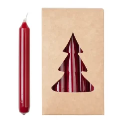 Broste Christmas tree candle glossy Ø1,2x10,2 cm 20 pack, Burgundy