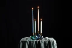 Bubble 4-arm candlestick Ø17.5x12 cm, Blue-green-smoke