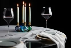 Bubble 4-arm candlestick Ø17.5x12 cm, Blue-green-smoke