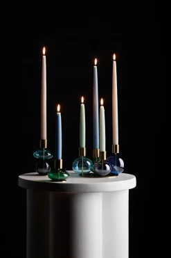 Bubble 4-arm candlestick Ø17.5x12 cm, Blue-green-smoke