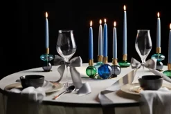 Bubble 4-arm candlestick Ø17.5x12 cm, Blue-green-smoke