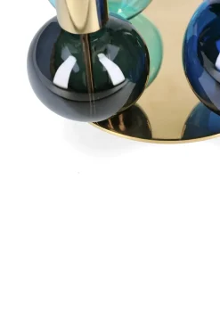 Bubble 4-arm candlestick Ø17.5x12 cm, Blue-green-smoke