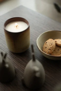 Burn scented candle 60 h, Cream-brown