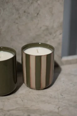 Burn scented candle 60 h, Stripe green