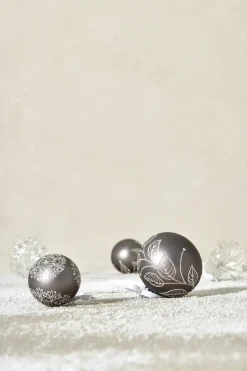 Cadelia Christmas bauble Ø6 cm, Dark grey, leaf