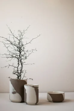 Calm flowerpot S, Brown-Beige