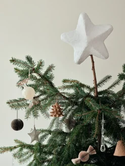 Candy Christmas tree pendant glass 2 pieces, Creme