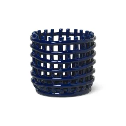 Ceramic braided basket Ø16 cm, blue