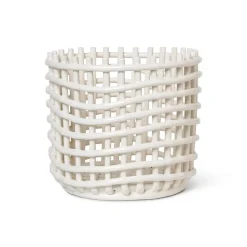 Ceramic braided basket Ø23.5 cm, off white