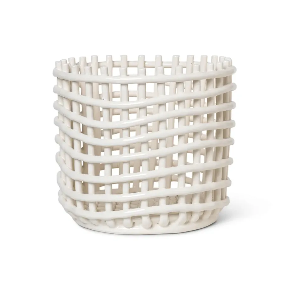 Ceramic braided basket Ø23.5 cm, off white