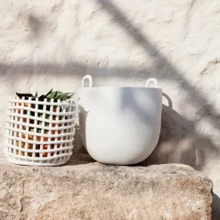Ceramic braided basket Ø23.5 cm, off white