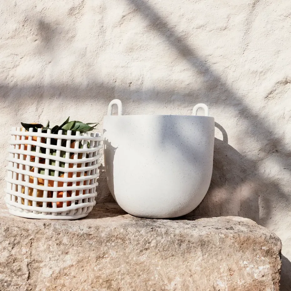 Ceramic braided basket Ø23.5 cm, off white