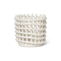 Ceramic braided basket Ø16 cm, off white
