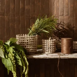 Ceramic braided basket Ø16 cm, cashmere