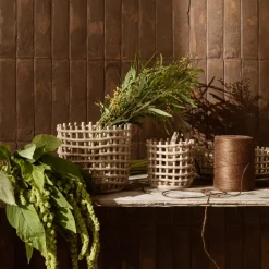 Ceramic braided basket Ø16 cm, cashmere
