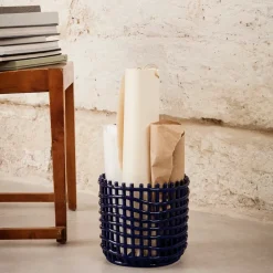 Ceramic braided basket Ø23.5 cm, blue