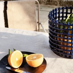 Ceramic braided basket Ø23.5 cm, blue