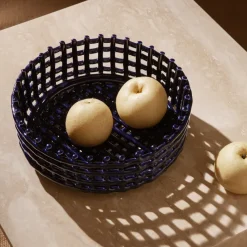 Ceramic braided bowl, blue