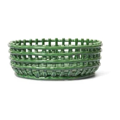 Ceramic braided bowl, Emerald Green