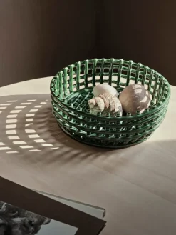 Ceramic braided bowl, Emerald Green