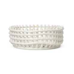 Ceramic braided bowl, off-white