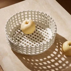 Ceramic braided bowl, off-white