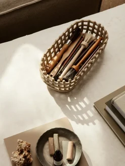 Ceramic plated basket oval 15x30 cm, Cashmere