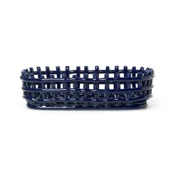Ceramic plated basket oval 15x30 cm, Blue