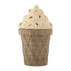 Cillie storage basket with lid Ø40 cm, Nature ice cream