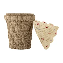 Cillie storage basket with lid Ø40 cm, Nature ice cream