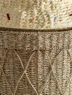 Cillie storage basket with lid Ø40 cm, Nature ice cream