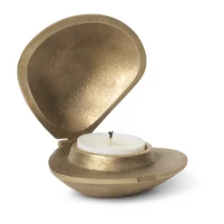 Clam candle holder, Brass