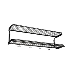 Classic 650 hat shelf, Black/black, 2 levels, 120 cm