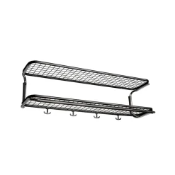 Classic 650 hat shelf, Black/chrome, 2 levels, 120 cm