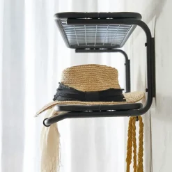 Classic 650 hat shelf, Black/chrome, 2 levels, 120 cm