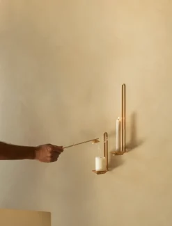 Clip candlestick wall 34 cm, Brass