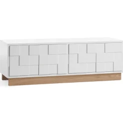 Collect 2010 media bench, White – base in white-oiled oak