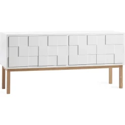 Collect 2010 media bench with leg, White oiled oak