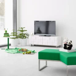 Collect 2010 media bench with hjul, White