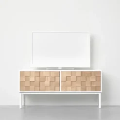 Collect 2016 media bench with leg, White oiled oak-white