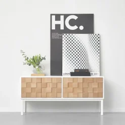 Collect 2016 media bench with leg, White oiled oak-white